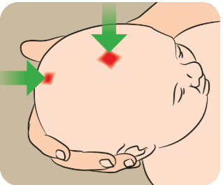 Take care of the head of the baby